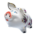 0052627/орнамент Гжель  Скульптура "Свинка" цветная