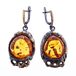 0066105/721012/20,34г  Серебро 925* СЕРЬГИ вст.Янтарь  р/п  