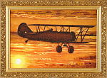 Картина янтарная самолета"Легендарный По-2 (У-2) - Кукурузник" 