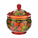 0021684/12*10см-ложка Хохлома САХАРНИЦА С ЛОЖКОЙ12*10см в ассортименте