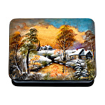 Шкатулка с художественной росписью "Зима в деревне"