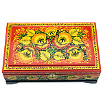 00647322/23*14см Хохлома Шкатулка 1 ОТДЕЛЕНИЕ "ЦВЕТЫ"на красном Р7 