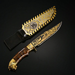 0049466 Златоуст Таганай "С" ДАМАСК (литье) с накладкой на ножне (изобр. животн.) NZK - 4693