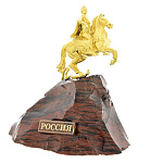 0054604 Обсидиан Бронза Скульптура "Петр Первый"