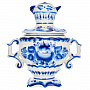 Сувенирный самовар-шкатулка "Бочонок". Гжель, фотография 2. Интернет-магазин ЛАВКА ПОДАРКОВ