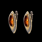 821900/6,83   Серебро 925* СЕРЬГИ вст.Янтарь р/п