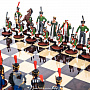 Шахматный ларец с оловянными фигурами "Бородино" 37х37 см, фотография 2. Интернет-магазин ЛАВКА ПОДАРКОВ