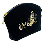 -2000094910016 Косметичка бархат Мод 294 Рис 2019 А разм 11*17*3 /бархат черный /4.3.11/ зол