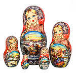201098 Матрешка "ТРОЙКА. ЗИМА" кр платок, 5 мест 18 см