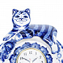 Часы настенные "Котик". Фарфор Гжель, фотография 1. Интернет-магазин ЛАВКА ПОДАРКОВ