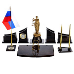 архив0056591 Обсидиан Бронза НАБОР ОФИСНЫЙ "Фемида"часы+ 2 ручки+флаг (9 предмето)