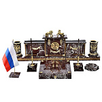 11692 Нат камень ПИСЬМЕННЫЙ НАБОР "ЛОШАДИ"мрамор под яшму, Бронза, позолота