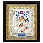 0069067 ИКОНА Гальванопластика "СКОРОПОСЛУШНИЦА"серебрение, багет дерево 25,5*31 см