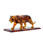 00598461-НП-темная  Изделия из янтаря СКУЛЬПТУРА "ТИГР" 10*25см (подст.28*12см)