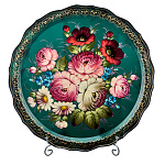 Поднос с авторской росписью "Цветы" 42х42 см