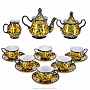 Чайный сервиз на 6 персон "Кудрина золотая". Хохлома, фотография 1. Интернет-магазин ЛАВКА ПОДАРКОВ