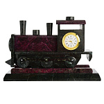 5145/П/3443 Нат.камень Часы сувенирные "Паровоз" Змеевик 