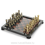 0016336/Ф Нат.камень Шахматы "Римские"на подставках, Бронза, Креноид, Змеевик, в П/У