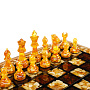 Шахматы складные с инкрустацией и фигурами из янтаря 34х34 см, фотография 6. Интернет-магазин ЛАВКА ПОДАРКОВ