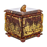 201604 Янтарь Шкатулка МОСКВА  (янтарь, заливка) 9*9 см