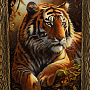 Картина янтарная "Отдыхающий тигр" 60х40 см, фотография 1. Интернет-магазин ЛАВКА ПОДАРКОВ
