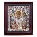 0080793 ИКОНА "НИКОЛАЙ ЧУДОТВОРЕЦ" (В КИОТЕ) 38*33СМ