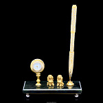 Настольный набор с ручкой и часами Златоуст