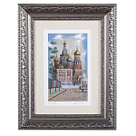 0028019 КАРТИНА Перламутровая "СПБ Храм "Спас-на крови" в раме, паспарту