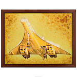 Картина янтарная "Самолёт ТУ-144" 30х40 см