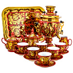 0069060-3л-СРВ Самовар электрический + СЕРВИЗ "КУДРИНА" 3л в наборе 6 персон