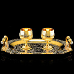 0010671 Златоуст НАБОР "ДУЭТ"Поднос+2 фужера (стекло)