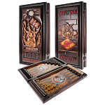 0090058- Деревяные нарды "СПАРТАК" 60*30см (фишки янтарные+деревяные,дерево-ясень)