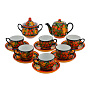 Чайный сервиз на 6 персон "Клубника". Хохлома, фотография 1. Интернет-магазин ЛАВКА ПОДАРКОВ