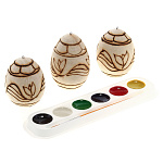 0070685 НАБОР -ДЕРЕВЯННАЯ ЗАГОТОВКА ПОД РОСПИСЬ "ЯЙЦО"3 шт, акварель