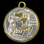 Златоуст МЕДАЛЬ -ПОДВЕСКА "Знаки Зодиака" диаметр 4см позолота