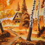 Картина янтарная "Хижина в лесу" 40х60 см, фотография 1. Интернет-магазин ЛАВКА ПОДАРКОВ