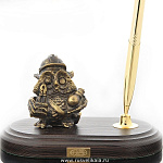 0139192/ручка Бронза Скульптура "Сова-энергетик" подст.дерево