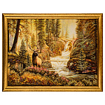 Картина янтарная "Олень у реки" 30х40 см