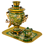 3л/б-серв  Чайный набор "ЛАНДЫШ":Самовар электрический 3предмета ((зеленый)