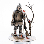 1866 Резьба по дереву Скульптура "Охотник" (снегири))