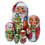 Матрёшка "Дед Мороз с елками" 5 фигур, фотография 1. Интернет-магазин ЛАВКА ПОДАРКОВ