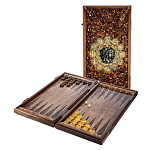 202729 НАРДЫ янтарные "ЗНАКИ ЗОДИАКА" 60*30 см (янтарь,дуб)