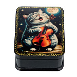 Шкатулка из папье-маше с принтом "Кот. Серенада"