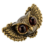 Брошь с янтарем "Совушка Жужа"