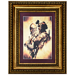 0063875 Картина на золоте "ZV" 46*35 синий паспарту багет алый КОРОБ ДУБ