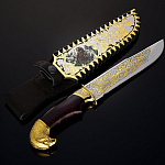 13165 Златоуст Нож " Украшенный" литье накладка, цветной рисунок 