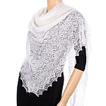 0059521 Пуховый платок ручной вязки оригинальный 150*150см  "ПАУТИНКА" белый