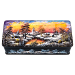202562 Шкатулка с худ росписью "Зима в деревне",23*10*7,5 см