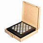 Шахматный ларец с натуральным перламутром и фигурами из цветного хрусталя (отделка бежевой тканью) 45х45 см, фотография 5. Интернет-магазин ЛАВКА ПОДАРКОВ