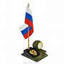 Часы из змеевика "Шар на подставке" с флагом и гербом, фотография 2. Интернет-магазин ЛАВКА ПОДАРКОВ